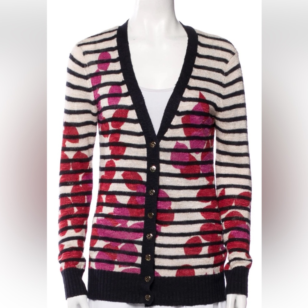NWT Tory Burch Lorena Linen Blend Cardigan- Size Large